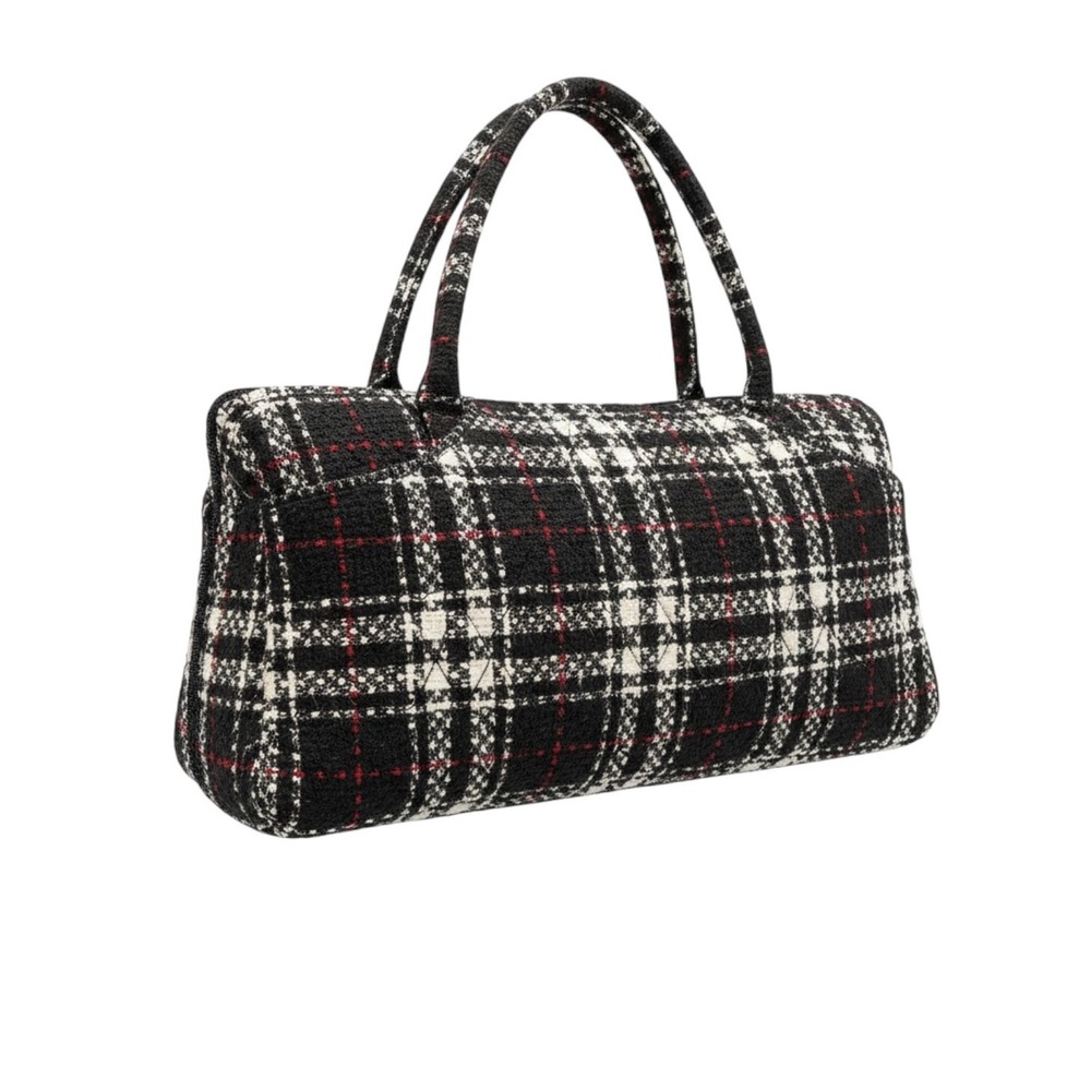 Vera Bradley Shoulder Bag Womens Small Black White Red Plaid Tweed Wool Blend